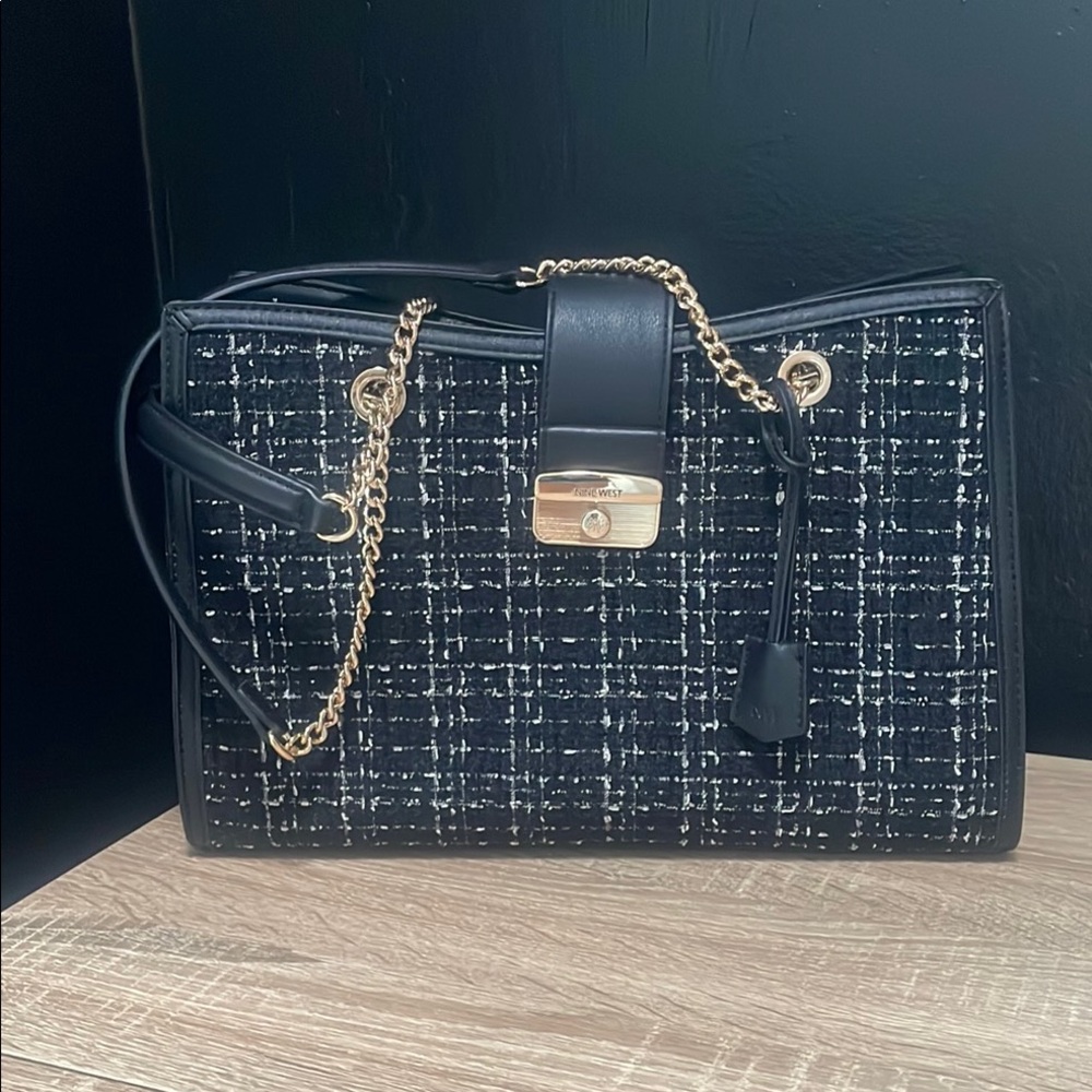 Elegant Black and Gold Women's Handbag NINE WEST